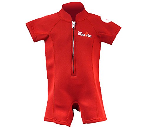 Two Bare Feet Classic Baby Wetsuit - Neoprene Swimsuit Ages 0 - 48 months (S (12-18 months), Red)