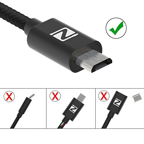 Micro USB Kabel 2M Nylon – Zonso geflochtenes Samsung Ladekabel / Ladekabel Samsung / Autoladekabel – Lebenslange Garantie – Ladekabel und Datenkabel für Android Smartphones, Samsung Galaxy, HTC, Huawei, Sony, Nexus, Nokia, Kindle und mehr – 2M Schwarz - 5