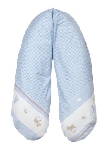 Flexofill - 2008-1-542 - Almohada para lactancia con funda incluida, Azul (Azul a cuadros), XL (190 x 40 cm)