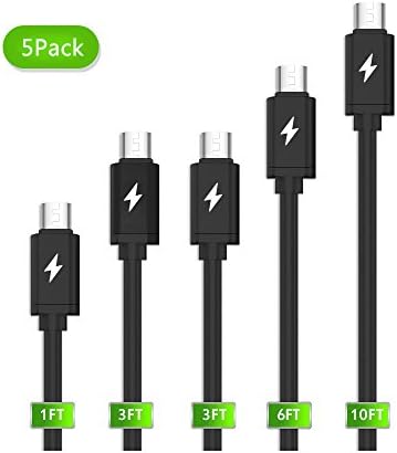 Micro Usb Cable,CIMOXI High Speed Data Sync Fast Charge Cables (1Ft 3Ft 6Ft 10Ft)[Short and Long Charging Cable Set] for Android,Samsung,HTC,LG,Sony,Windows (5-PACK)