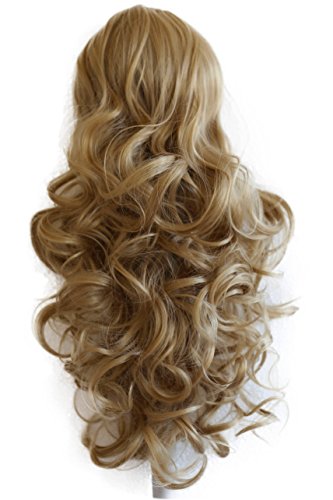 PRETTYSHOP di estensioni dei capelli parrucca coda di cavallo fibre sintetiche ingombranti eresistente al calore 55cm bionda naturale # 16 PH15