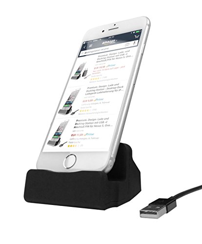 HubLines® - Premium Lade und Dockingstation für Smartphone mit Micro-USB Anschluss Stecker in Schwarz - für Samsung, HTC, LG, Huawei, Xiaomi, Android, Tablets, Smartphone und Handy - Halter/Ständer/Cradle/Ständer/Pack/Dock/MiniDock Desktop-Dock/Ladegerät/Ladehalterung