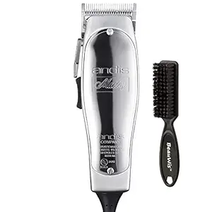 Andis Master Hair Adjustable Blade Clipper, Silver with a BeauWis Blade Brush