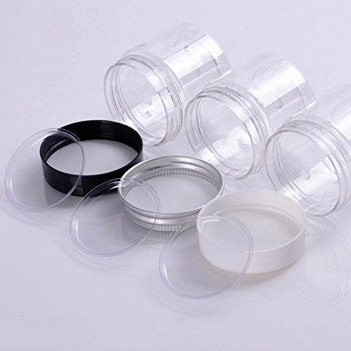 HugeStore 5 Stück Leer Klar Stapeldöschen Leerdöschen Leertiegel Nailart Döschen Dosen Tiegel mit Schraubverschluss Schwarz - 2