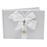 Silver Cross & Heart Christening Guest Book, gift