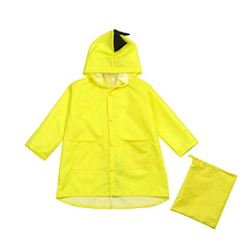 zolimx_bebé Dinosaurio Niñas Niños Windfight Jardín de Infantes Ropa Impermeable + Bolsa (Amarillo, 4-5 años)