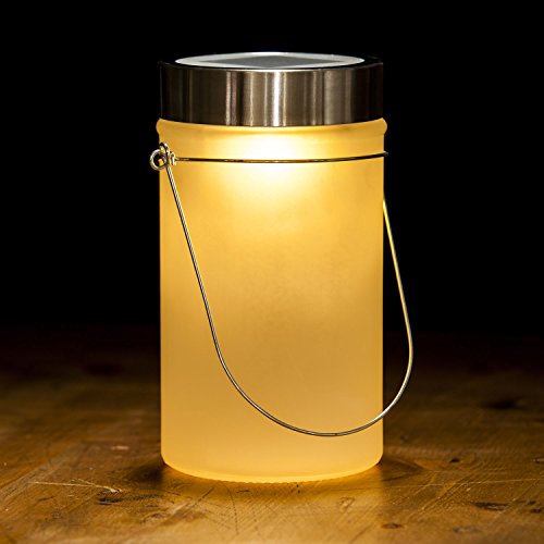LED Solarlampe – Die Sonnen-Lampe Deko Sun Jar Solar-Laterne im Einmachglas mit Bügel; Warm-Weißes Licht - 2