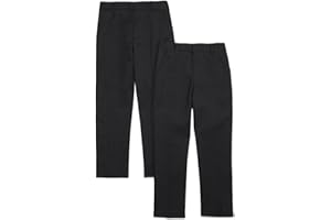 LISTERS SCHOOLWEAR 2PK - Pantalones escolares ajustados para niños, cintura ajustable, color negro, gris, azul marino, 2-18 años