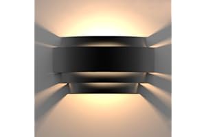 Glighone LED Wall Lights Indoor Up Down Wall Lamp Modern Wall Sconce Lighting Black Uplighter Downlighter for Living Room Bedroom Corridor Hallway, Warm White (Bulb Include)