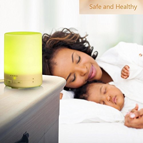 Mgaolo Ultraschall Luftbefeuchter Aroma Diffuser Duftöldiffusoren Ätherisches Öl Duftlampe mit 7 Farbewechsel-Led Beleuchtung Humidifier eignet für Schlafzimmer/Baby/Büro/Yoga usw (300ml) - 3