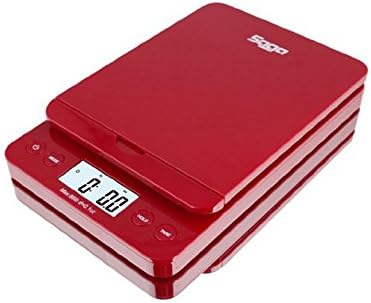 SAGA 66 LB Red DIGITAL POSTAL SHIPPING SCALE by SAGA X 0.1 OZ WEIGHT USPS POSTAGE W/AC USB Pro Model