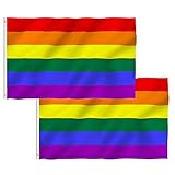 bandera lgbt precio Pack de 2 banderas del orgullo gay, arco iris, 150 cm de longitud x 90 cm de altura. Ideal para eventos deportivos, vacaciones o simplemente para mostrar tu orgullo.