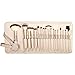 18 Make up Brushes Set - Synthetic Hair, Aluminium Ferrule, Wooden Handle, Cream Leather Bag [version:x8.9] by DELIAWINTERFEL