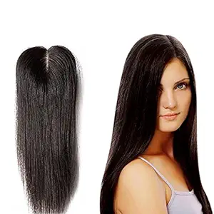 Majik Silk Base Straight Hair Topper for Women and Girls (Brown)