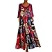 Produktbild LRWEY Strandkleid Boho Tunika Sommerkleid V-Ausschnitt Blumenkleid Lose Rücken Kleid T-Shirt Kleid Floral Minikleid Knielang Sommerkleid Karneva
