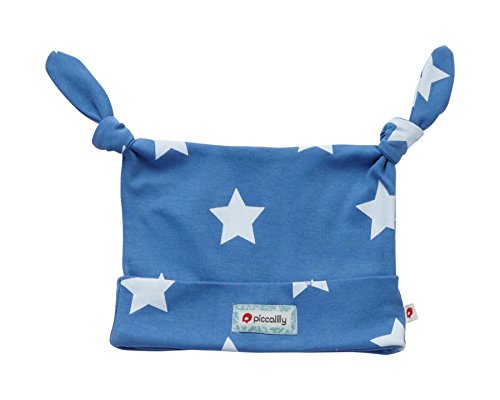Piccalilly Organic Cotton Blue & White Baby Boys Star Knotted Hat 6-12 Months