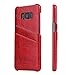 Produktbild Schützen Sie Ihr Mobiltelefon Fierre Shann Retro Öl Wachs Textur PU Ledertasche für Galaxy S8, mit Kartensteckplätzen für Samsung Handy (Farbe : Rot)