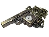 Bronze Vintage Antik Stil Gun Revolver Pistole Design Mini Quarz römischen Ziffern Uhr Taschenuhr Kette Anhänger Free UK P & P Geschenk Idee von Fat-catz