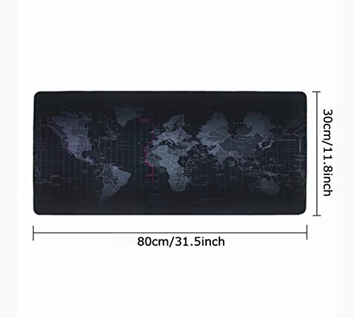 halomy Gaming Maus Pad, Groß 80 x 30 x 0,2 cm Schreibunterlage Weltkarte Maus Pad mit rutschfester Boden, doppelt gewebt Stoff Oberfläche Design – Tight und glatte, Passform jeden Maus, Tastatur und Laptop - 2