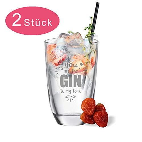van Hoogen - Bicchieri 2 Gin con Scritta Set da 2 Pezzi Gin To Tonic
