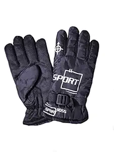 THAAM Winter Gloves (Free-Size) || Extremely Warm with Dotted Hand Grip Fur Inside || Snow, Water and Wind Proof (Best for Riding) || Multipurpose Gloves for Men and Women