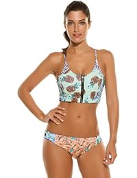 Saiclot Mujer Bañador Deportivo Bikinis Estampado Letra Sujetador Acolchado