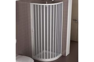 Hdcasa Box doccia riducibile in PVC 80x80 cm modello Roxana semicircolare pannelli semitrasparenti con apertura a soffietto laterale