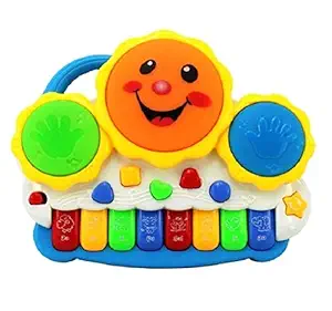 Negi Drum Keyboard Musical Toys with Flashing Lights Animal Sounds and Songs (Multicolor)