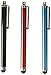 Price comparison product image 3 pcs Aqua Blue/Black/Red Capacitive Stylus/styli Touch Screen Cellphone Tablet Pen for iPhone 4 4s 3 3Gs iPod Touch iPad 2 Motorola Xoom, Samsung Galaxy, BlackBerry Playbook AMM0101US, Barnes and Noble Nook Color, Droid Bionic
