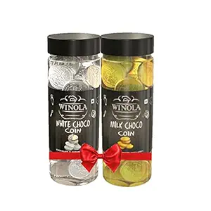 Combo of Winola Milk Chocolate Gold Coin & White Chocolate Silver Coin (Pack of 2)