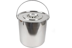 EURHOMEPLUS Secchio in acciaio inox con coperchio, 6 l, 12 l, 20 l, con coperchio, in acciaio inox (20 l)