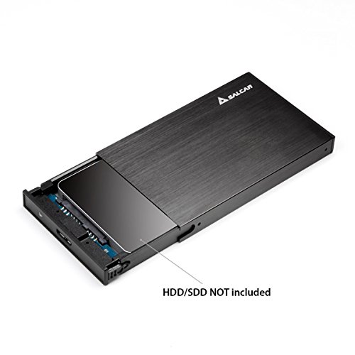 Salcar Aluminium Externes 2,5 Zoll Festplattengehäuse mit SATA 3 USB 3.0 Kabel SATA I/II/III 2.5″ HDD SSD Case Gehäuse Alugehäuse UASP (Schwarz) - 2