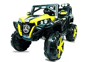 GettBoles Big Wheeler 4x4 Battery Operated Electric Ride on Jeep for Kids to Drive with Swing, Music and Remote Control- Suitable for Children of Age 2 to 8 Years, Yellow