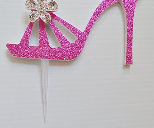 18. Hot Pink Geburtstag Kuchen Dekoration. Schuh Design mit Strass Kristall Zahl Alter 18 (nicht essbar) - 4