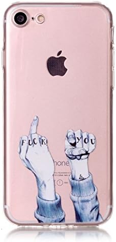 iPhone 7 Case, iPhone 8 Case, iPhone 7/ iPhone 8 4.7" Cover, Vemos Creative Cool Fun Fuck You gestures Pattern Slim Thin Fits Transparent Clear Soft Flexible Silicone Rubber Gel TPU Back Case Protective Case for iPhone 7 (4.7") / iPhone 8 (4.7")