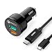 Aukey CC-Y5 USB Type-C Quick Charge 2.0 30W 2-Port USB Car Charger Adapter, Turbo Rapid Port Support QC 2.0 (Free Extra Quick Charge Micro USB Cable + USB Type C Cable) - Black RS.1299.00