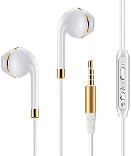 Earphones WITH microphone and Remote Stereo In Ear Headphones Bass Noise Isolating Earbuds High Definition , white bare metal