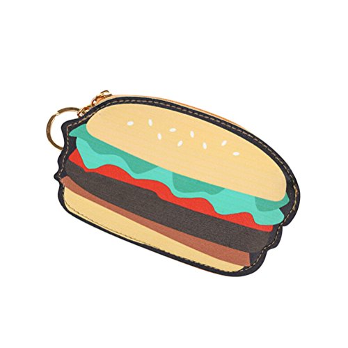 Preisvergleich Produktbild bestomz Geldbörse Portemonnaie Reißverschluss PU Leder Kleine Brieftasche mit Schlüsselanhänger (Form Burger)
