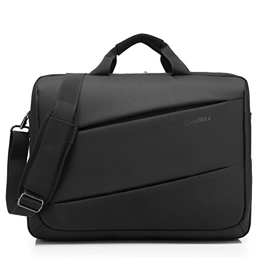 CoolBELL 17,3 Zoll Laptop Messenger Bag multifunktional Aktentasche mehrfachfach Handtasche mit Schultergurt für Macbook / Acer / HP / Dell Alienware / Lenovo / Herren / Damen,Schwarz