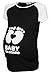 Happy Mama. Woman's Maternity Baby on Board Feet Funny Print T-shirt Top. 575p (Black & White, UK 16/18)