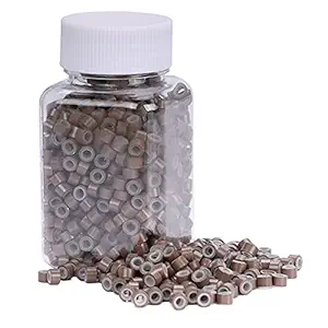 NIACONN 1000Pcs MicroLink Beads for Hair Extensions, 5mm Silicone Lined Beads Microlink Rings Hair Extensions Tool-Brown