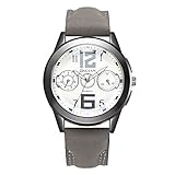 LuckhomeArmband Luxus Butterfly Schnalle Leder Uhrenarmband Mode Männer Quarzuhr Hochwertige Lederuhr Blu Ray Glas Armbanduhr（C）