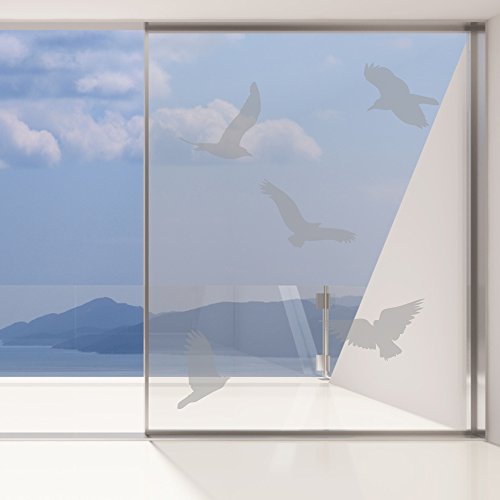 5er Set Fensteraufkleber Schutzvögel Greifvogelsilhouetten Warnvögel Gefahrenvögel Vögel Aufkleber 5 Stück im Set schwarz - 5