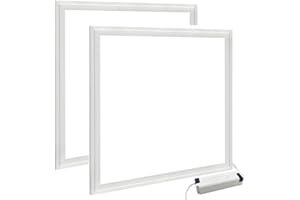 TAKEMIRTH 2X 48W Suspended Recessed Square Bright LED Office Ceiling Panel Down Light 600 x 600 mm 6500k Cool White Daylight