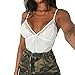 Produktbild TMOTYE Neuer einteiliger Damen-Ineinander greifen-Spitze-Tiefer V-Ausschnitt Teddy-Wäsche-Overall-Unterwäsche-Bodysuit Erotic Reizwäsche Unterwäsche Strumpfband Reizwäsche Dessous (Weiß,XL)