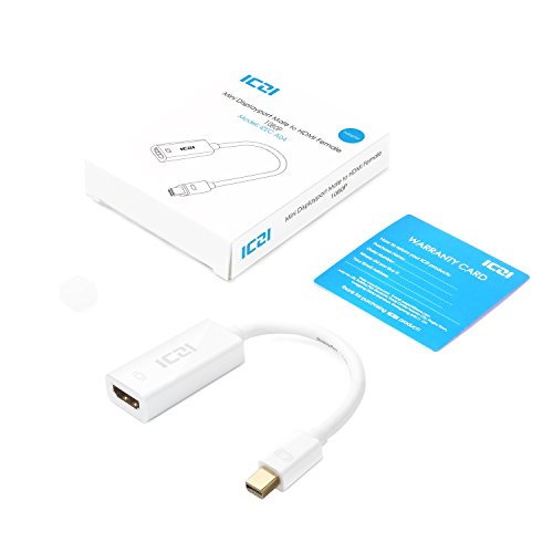 ICZI Mini DisplayPort auf HDMI Adapter, vergoldet Stecker, Male zu Female für Macbook, Chromebook Pixel, Surfacebook und Mehr (1080P, Weiß) - 7