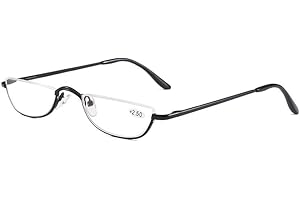 KoKoBin Half Frame Reading Glasses Spring Hinges for Men Women Slim Half Moon Lens Readers Metal Semi Rimless eyewear