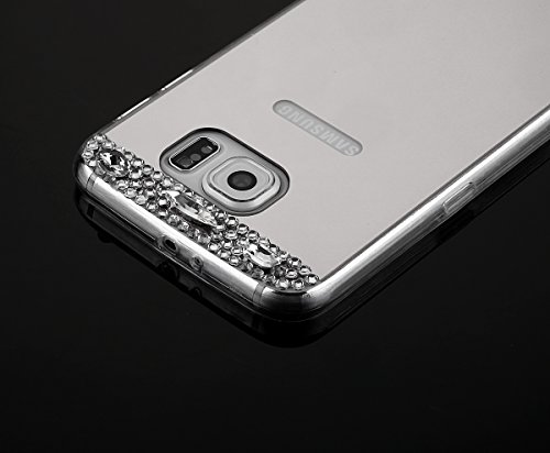Galaxy S7 Hülle,Galaxy S7 Schutzhülle,Galaxy S7 Case,ikasus® [Bling Glitzer Kristall Strass Diamant Spiegel Hülle] Galaxy S7 Silikon Hülle,Glänzend Glitzer Kristall Strass Diamanten Überzug Mirror Spiegel Muster Stoßdämpfend TPU Silikon Schutz Handy Hülle Case Tasche Silikon Crystal Case Schutzhülle Etui Bumper für Samsung Galaxy S7 – Silber - 6