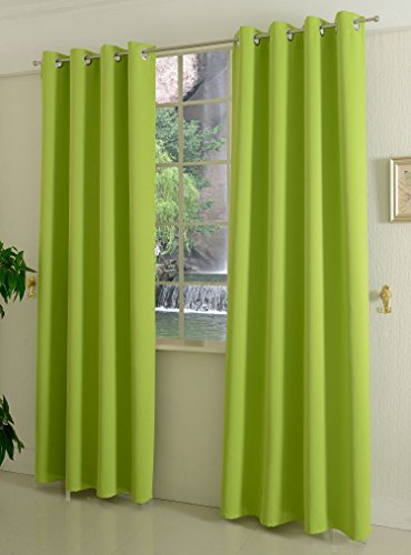 Verdunklungsgardine blickdicht, 2 Stück 245x140 (HxB), Apfelgrün Ösen Thermo Vorhang Gardine Verdunklungsvorhang Blackout, 206000
