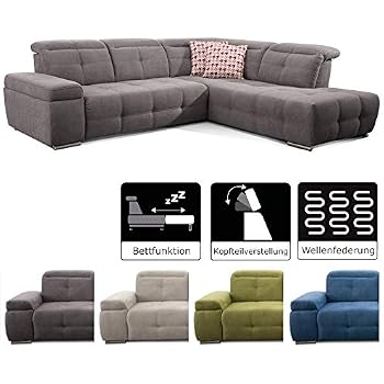 lifestyle4living Ecksofa mit Schlaffunktion, ausziehbarer Bettkasten, Grau, Federkern, Boxspring ...